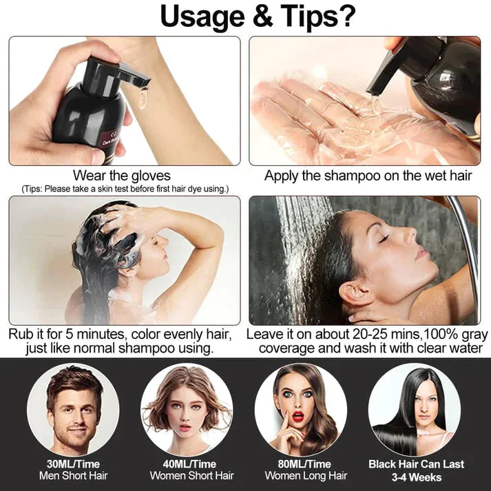 BLACK HAIR DYE SHAMPOO 3-IN-1 (NO SIDE EFFECT) - 🔥Buy 1 Get 1 Free 🔥