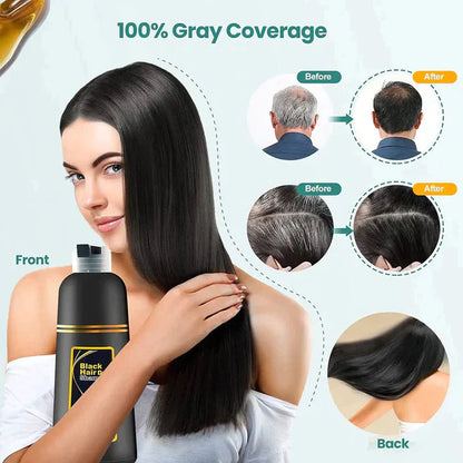 BLACK HAIR DYE SHAMPOO 3-IN-1 (NO SIDE EFFECT) - 🔥Buy 1 Get 1 Free 🔥