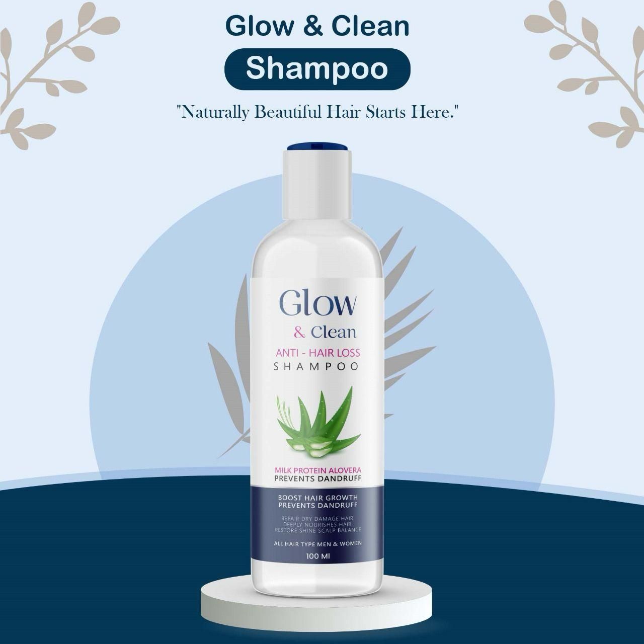 GLOW & Clean Anti-Hair Loss Shampoo 100ml - Infused with 25 Rich Ingredients for Healthy Hair