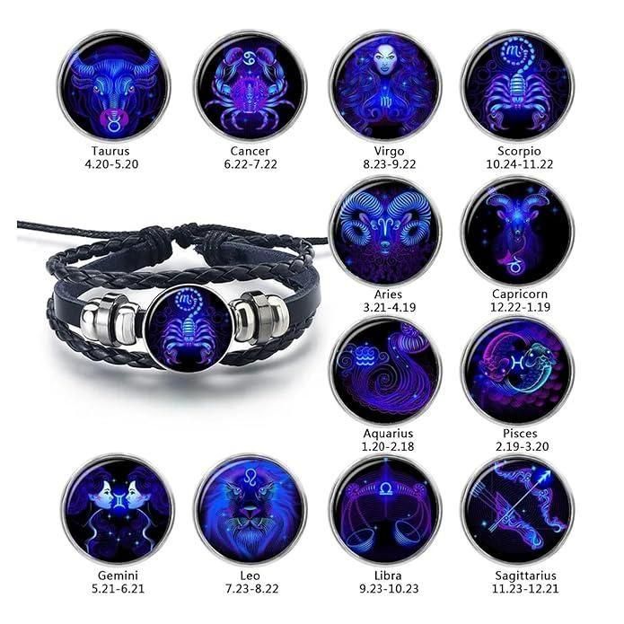 🧿Astrology Bracelet 🧿| 🔥Black Leather Adjustable Bracelet 🔥|Get your Own zodiac signs🧿| ⏰Limited Period Offer ⏰| ⭐⭐⭐⭐