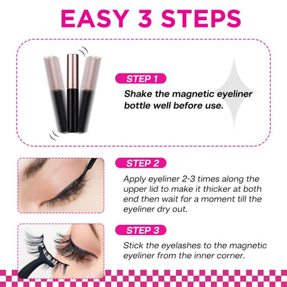 💥Flat 50%OFF🔥Reusable Magnetic Artificial Eyelashes Tool with Eyeliner😍