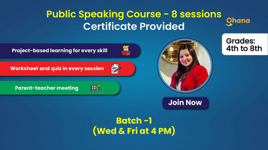 Public speaking course - 8 sessions Age group (years) - 8-12