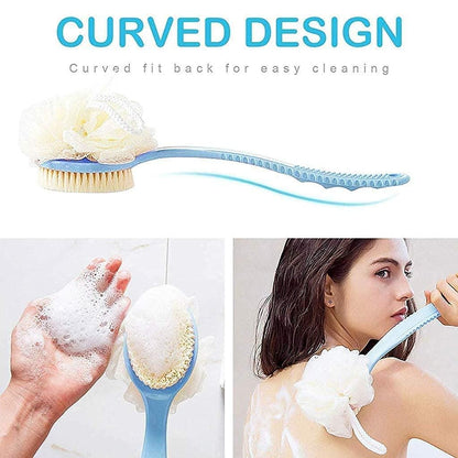 Arcreactor Zone 2 IN 1 loofah with handle, Bath Brush, back scrubber, Bath Brush with Soft Comfortable Bristles And Loofah with handle, Double Sided Bath Brush Scrubber for bathing(Pack of 2)