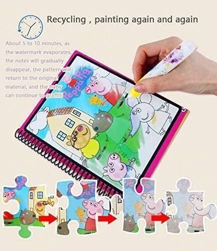 Reusable Magic Water Quick Dry Book | Water Coloring Book Doodle with Magic Pen Painting Board for Children Education Drawing Pad (Multi Color, 4 Books)