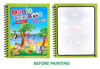 Reusable Magic Water Quick Dry Book | Water Coloring Book Doodle with Magic Pen Painting Board for Children Education Drawing Pad (Multi Color, 4 Books)